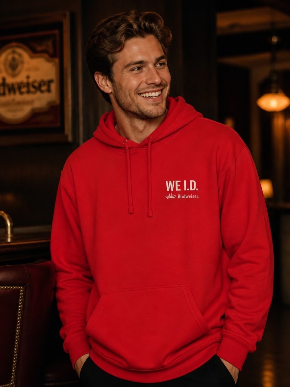 Budweiser Red WE I.D. Pullover Hoodie with White Logo